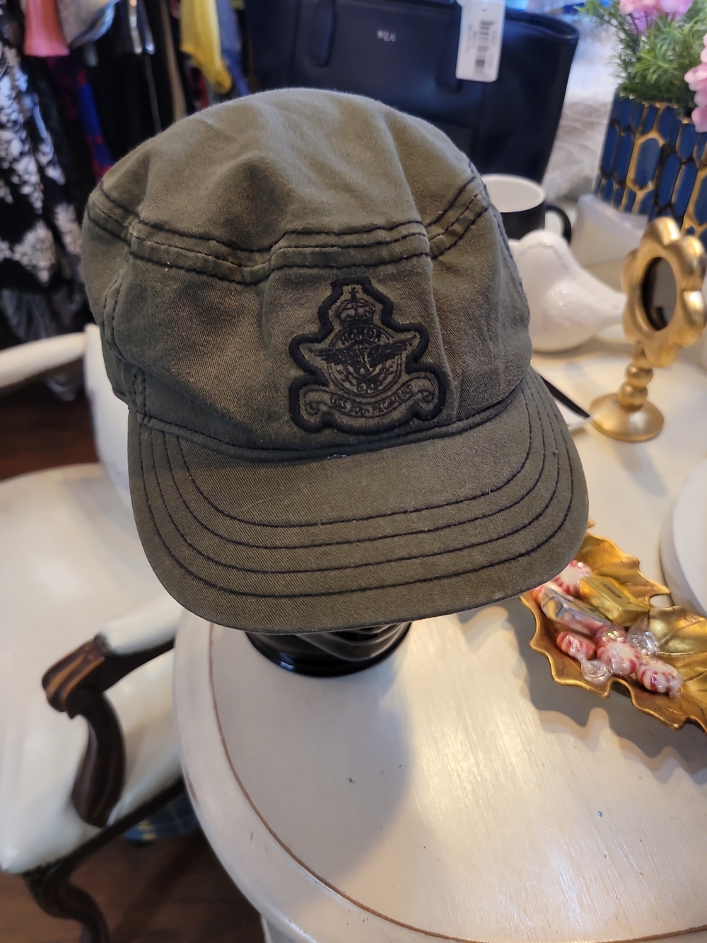 Express Olive Green Casual Cap with Branded Interior